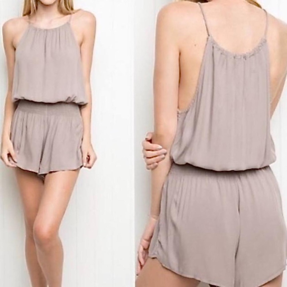 Brandy Melville Chic Taupe Sleeveless Romper